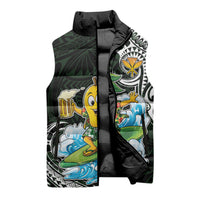 Aloha Hawaii Mango Surfing Sleeveless Puffer Jacket Polynesian Style