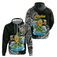 Aloha Hawaii Mango Surfing Zip Hoodie Polynesian Style