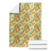 Vintage Hawaii Mango Blanket Yellow Green Hawaiian Palaka