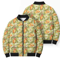 Vintage Hawaii Mango Bomber Puffer Jacket Yellow Green Hawaiian Palaka