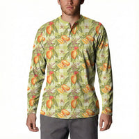 Vintage Hawaii Mango Button Sweatshirt Yellow Green Hawaiian Palaka