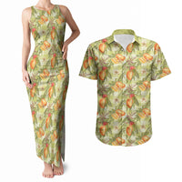 Vintage Hawaii Mango Couples Matching Tank Maxi Dress and Hawaiian Shirt Yellow Green Hawaiian Palaka
