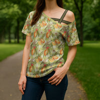 Vintage Hawaii Mango Cross Shoulder Shirt Yellow Green Hawaiian Palaka