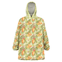 Vintage Hawaii Mango Wearable Blanket Hoodie Yellow Green Hawaiian Palaka