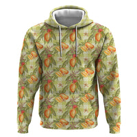 Vintage Hawaii Mango Zip Hoodie Yellow Green Hawaiian Palaka