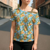 Vintage Hawaii Mango Cross Shoulder Shirt Blue Hawaiian Palaka