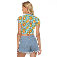 Vintage Hawaii Mango Raglan Cropped T Shirt Blue Hawaiian Palaka