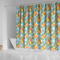 Vintage Hawaii Mango Shower Curtain Blue Hawaiian Palaka