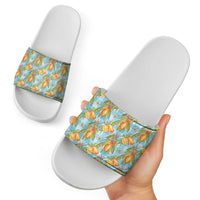 Vintage Hawaii Mango Slide Sandals Blue Hawaiian Palaka