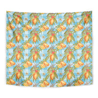 Vintage Hawaii Mango Tapestry Blue Hawaiian Palaka