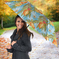 Vintage Hawaii Mango Umbrella Blue Hawaiian Palaka