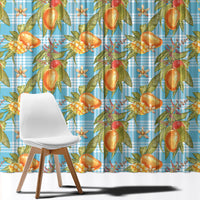 Vintage Hawaii Mango Window Curtain Blue Hawaiian Palaka