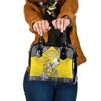 Happy Niue Constitution Day Shoulder Handbag Niuean Crab Hiapo Pattern Yellow Version LT05 One Size Yellow - Polynesian Pride