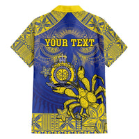Personalised Niue The Rock Family Matching Puletasi and Hawaiian Shirt Niuean Crab Hiapo Pattern Blue Version LT05 - Polynesian Pride