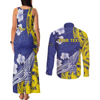 Personalised Nauru 92nd Anniversary Of Angam Couples Matching Tank Maxi Dress and Long Sleeve Button Shirt Polynesian Whale Pattern LT05 - Polynesian Pride