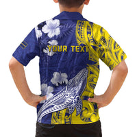 Personalised Nauru 92nd Anniversary Of Angam Family Matching Off The Shoulder Long Sleeve Dress and Hawaiian Shirt Polynesian Whale Pattern LT05 - Polynesian Pride