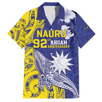 Personalised Nauru 92nd Anniversary Of Angam Family Matching Tank Maxi Dress and Hawaiian Shirt Polynesian Whale Pattern