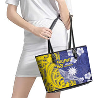 Nauru 92nd Anniversary Of Angam Leather Tote Bag Polynesian Whale Pattern LT05 - Polynesian Pride