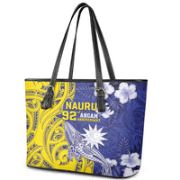 Nauru 92nd Anniversary Of Angam Leather Tote Bag Polynesian Whale Pattern LT05 - Polynesian Pride