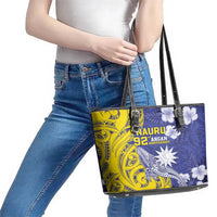 Nauru 92nd Anniversary Of Angam Leather Tote Bag Polynesian Whale Pattern LT05 - Polynesian Pride