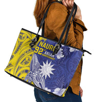 Nauru 92nd Anniversary Of Angam Leather Tote Bag Polynesian Whale Pattern LT05 - Polynesian Pride