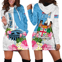 Fiji Day Hoodie Dress Tanoa Hibiscus Fijian Tapa Masi Pattern LT05 - Polynesian Pride