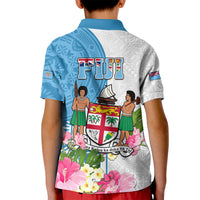 Fiji Day Kid Polo Shirt Tanoa Hibiscus Fijian Tapa Masi Pattern LT05 - Polynesian Pride