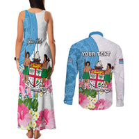 personalized-fiji-day-couples-matching-tank-maxi-dress-and-long-sleeve-button-shirts-tanoa-hibiscus-fijian-tapa-masi-pattern