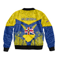 niue-constitution-day-sleeve-zip-bomber-jacket-coat-of-arms-niuean-hiapo-pattern