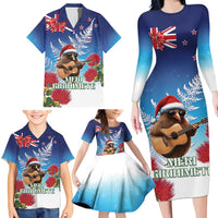 New Zealand Kiwi Christmas Family Matching Long Sleeve Bodycon Dress and Hawaiian Shirt Xmas Vibe LT05 - Polynesian Pride