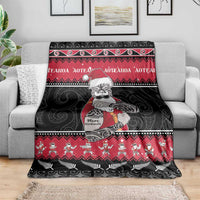 New Zealand Santa Tiki Christmas Blanket Meri Kirihimete