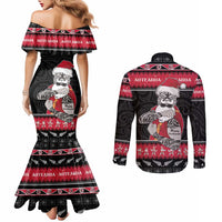 New Zealand Santa Tiki Christmas Couples Matching Mermaid Dress and Long Sleeve Button Shirt Meri Kirihimete