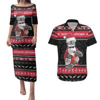 New Zealand Santa Tiki Christmas Couples Matching Puletasi and Hawaiian Shirt Meri Kirihimete