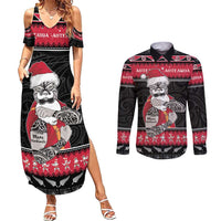 New Zealand Santa Tiki Christmas Couples Matching Summer Maxi Dress and Long Sleeve Button Shirt Meri Kirihimete