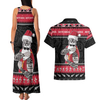 New Zealand Santa Tiki Christmas Couples Matching Tank Maxi Dress and Hawaiian Shirt Meri Kirihimete