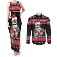 New Zealand Santa Tiki Christmas Couples Matching Tank Maxi Dress and Long Sleeve Button Shirt Meri Kirihimete