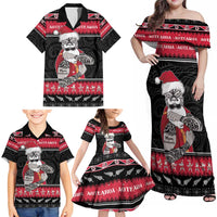 New Zealand Santa Tiki Christmas Family Matching Off Shoulder Maxi Dress and Hawaiian Shirt Meri Kirihimete LT05 - Polynesian Pride