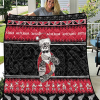 New Zealand Santa Tiki Christmas Quilt Meri Kirihimete LT05 Black - Polynesian Pride
