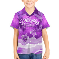 Personalised Pasifika Festival Kid Hawaiian Shirt Violet Tropical Turtle LT05 Kid Violet - Polynesian Pride