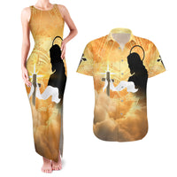 Happy Good Friday Couples Matching Tank Maxi Dress and Hawaiian Shirt God Will Bless You LT05 Gold - Polynesian Pride