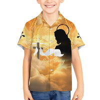 Happy Good Friday Family Matching Long Sleeve Bodycon Dress and Hawaiian Shirt God Will Bless You LT05 Son's Shirt Gold - Polynesian Pride
