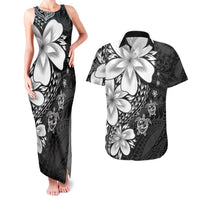 Polynesia Romantic Valentine Couples Matching Tank Maxi Dress and Hawaiian Shirt Sea Turtle Couple With Black Plumeria LT05 Black - Polynesian Pride