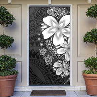 Polynesia Romantic Valentine Door Cover Sea Turtle Couple With Black Plumeria