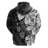 Polynesia Romantic Valentine Hoodie Sea Turtle Couple With Black Plumeria