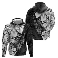 Polynesia Romantic Valentine Hoodie Sea Turtle Couple With Black Plumeria