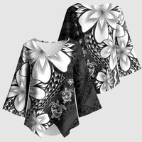 Polynesia Romantic Valentine Kimono Sleeve Blouse Sea Turtle Couple With Black Plumeria