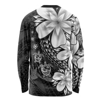 Polynesia Romantic Valentine Long Sleeve Shirt Sea Turtle Couple With Black Plumeria