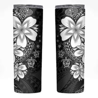 Polynesia Romantic Valentine Skinny Tumbler Sea Turtle Couple With Black Plumeria LT05 Black - Polynesian Pride