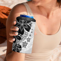 Polynesia Romantic Valentine 4 in 1 Can Cooler Tumbler Sea Turtle Couple With White Plumeria