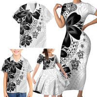 Polynesia Romantic Valentine Family Matching Short Sleeve Bodycon Dress and Hawaiian Shirt Sea Turtle Couple With White Plumeria LT05 - Polynesian Pride